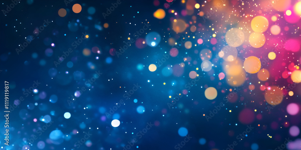 Poster cosmic sparkle: abstract bokeh background with vibrant colors and glittering lights. perfect for fes