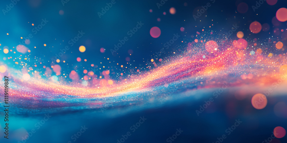 Poster abstract cosmic sparkle: a mesmerizing, abstract background featuring a vibrant wave of sparkling li