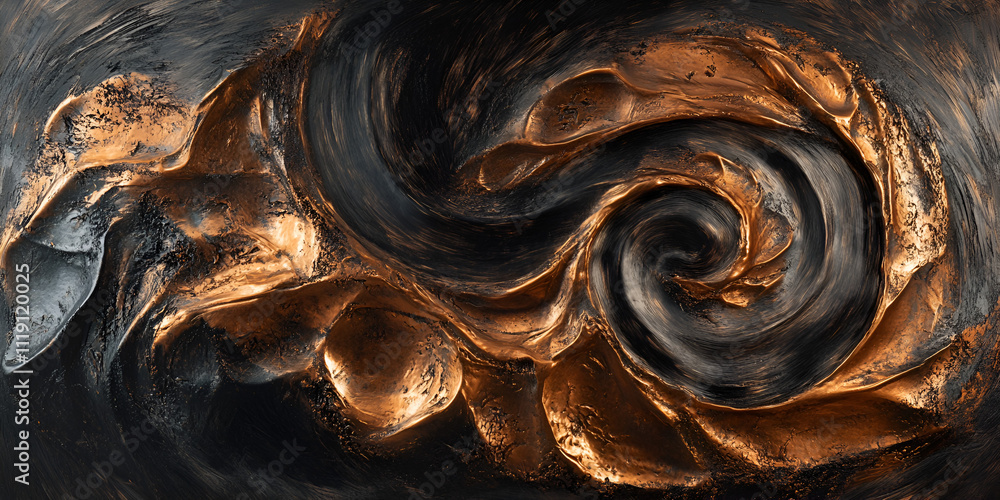 Poster abstract swirls of copper and black: a captivating image of swirling copper and black, creating a dy