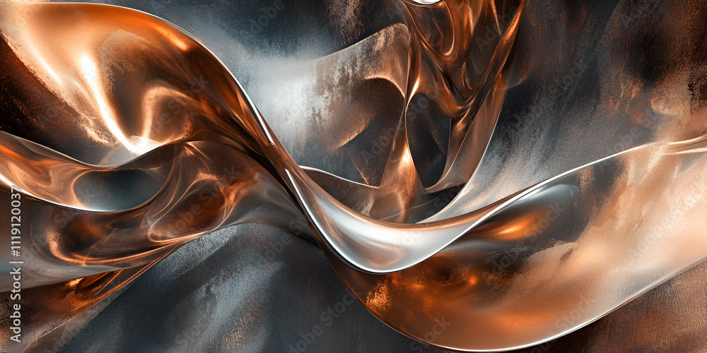 Aufkleber abstract metallic flow: a mesmerizing abstract background with a captivating, fluid design, featurin