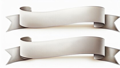 set white Ribbon Banner on isolated white background.