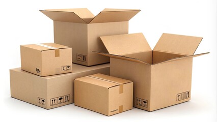 Fototapeta premium A stack of cardboard boxes with the numbers 15, 16, 17, 18, 19, 20, 21, 22, 23