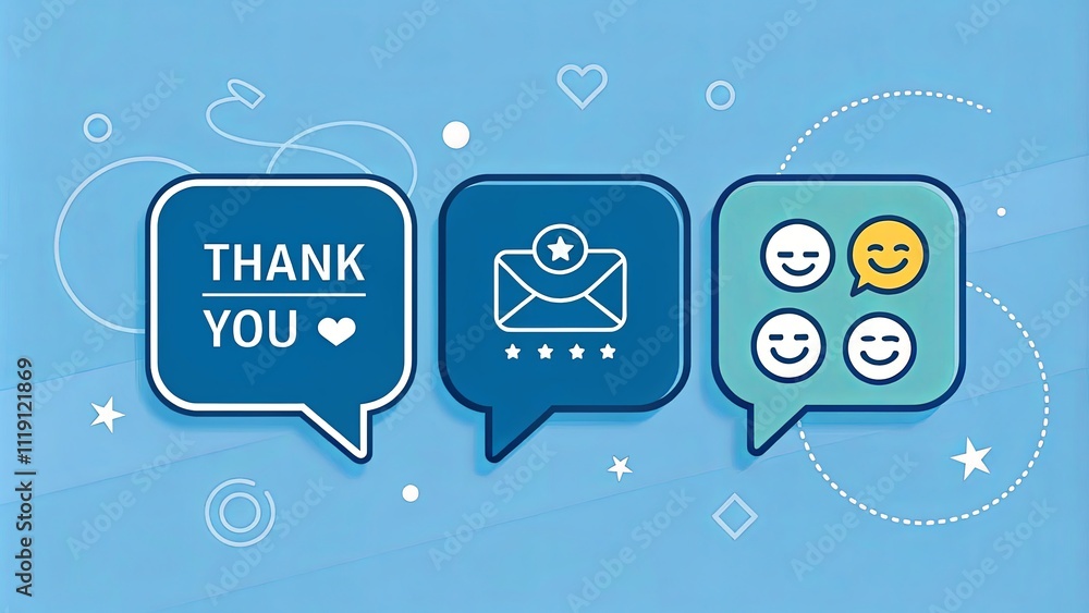 Aufkleber A blue background with three different types of speech bubbles