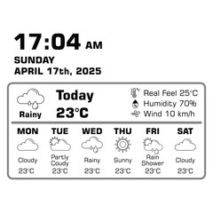 vector art design of weather forecast, application of science and technology to predict the conditions of the atmosphere based location and time, sunny, rainy, winter, summer, humidity, temperature