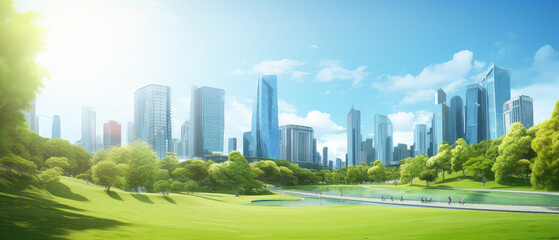 Obraz premium Urban Oasis: Green Parks Amidst City Skylines