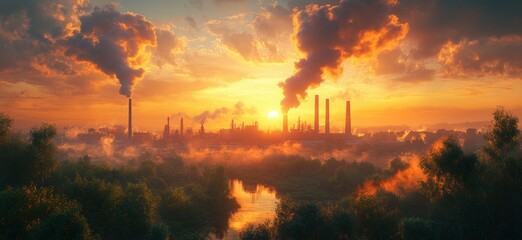 Fototapeta premium Sustainable Green Factory for Eco-Friendly Energy Production and Low Carbon Footprint Innovations