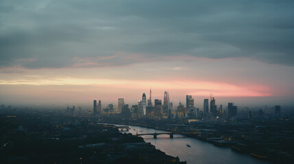 Naklejka premium Serene Cityscape at Sunset