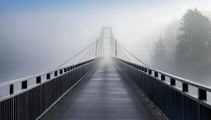 Fototapeta premium Misty bridge leading into foggy landscape.