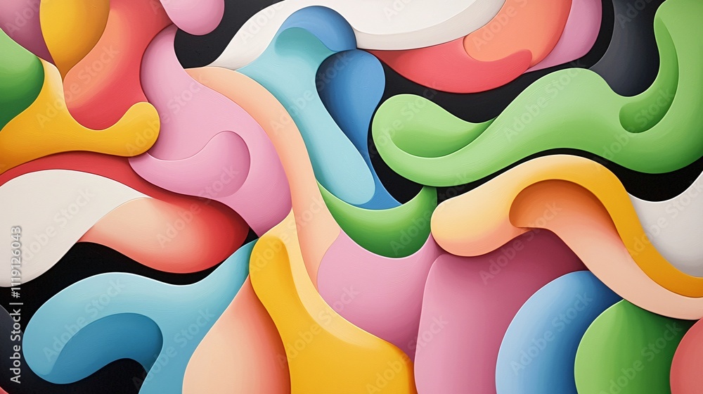 Poster dynamic abstract art installation urban gallery digital artwork vibrant environment close-up view mo
