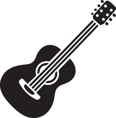 Fototapeta premium Electric Guitar Black and White Silhouette Icon Vector Design on White Background 