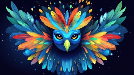 Obraz premium Vibrant colorful owl illustration digital art fantasy environment captivating design perspective nature inspired concept