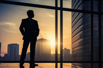 Fototapeta premium Confident Business Vision at Sunset