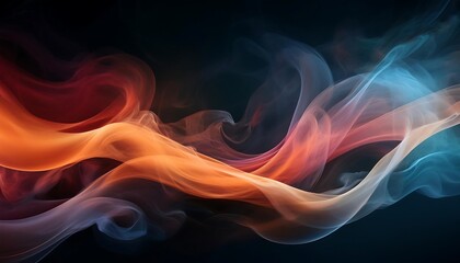 Abstract colorful smoke waves on a dark background.