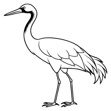 recommend clip art: crane line art vector illustration