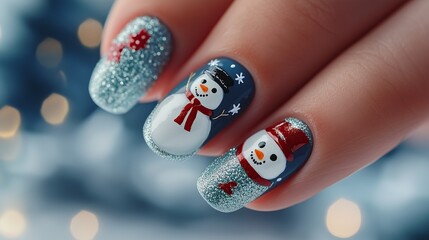 Beautiful bright manicure in New Year's style