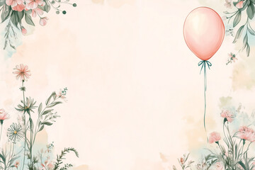 Balloon and floral frame illustration.