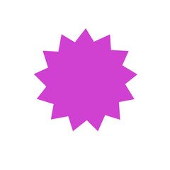 Blank purple star shaped price label isolated on transparent background, png image 