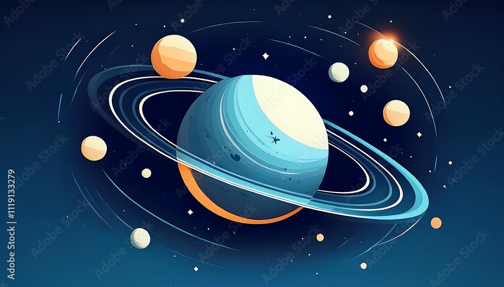 Poster artistic depiction of planets in space.