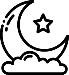 Moon Cloud Line Icon