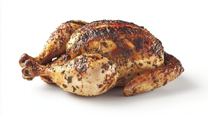 Appetizing grilled chicken carcass on a white background, isolated