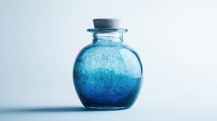 A large glass bottle with a magic substance on a white background, isolated