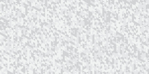 Obraz premium Abstract geometric white and gray background seamless mosaic and low polygon triangle texture wallpaper. Triangle shape retro wall grid pattern geometric ornament tile vector square element. 