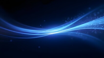 Abstract Flow of Light Glowing Curved Lines on Dark Blue Wallpaper