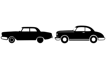 Vintage car silhouette vector.