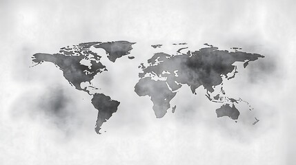 World map obscured by dark smoke, symbolizing pollution and environmental issues.
