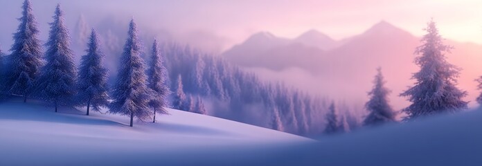 Obraz premium Christmas and winter landscape on blurred background, Christmas tree, pine branch or fir tree. Festive vacation background. banner