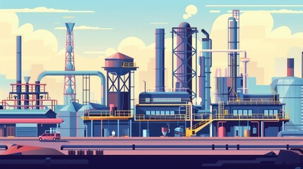 Obraz premium Modern Industrial Factory Vector Art