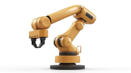 Industrial Robotic Arm on White Background
