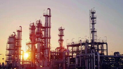 Industrial Refinery at Sunset