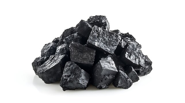 A pile of black coal isolated on white background