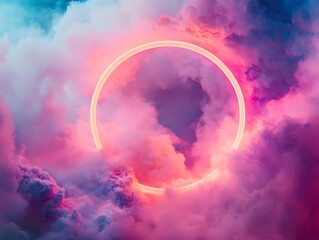Neon Dreams: A Glowing Portal in the Clouds