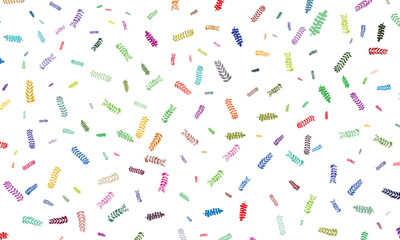 Colorful Fern Leaf Pattern. Vibrant Multicolored Foliage Design on White Background. Perfect for Digital Wallpaper, Fabric Prints, Scrapbooking, and Nature Inspired Projects