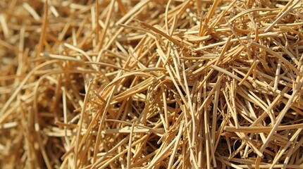 Close-Up View of Natural Straw Hay Texture
