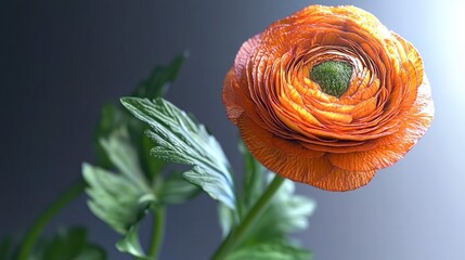 Stunning Orange Ranunculus Flower Bloom  Close up Macro Shot