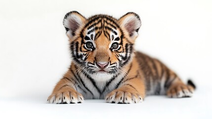 Baby tiger cub isolated on white background © Yasir Shah 