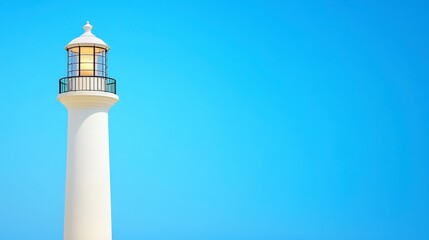 Coastal Lighthouse  Bright Day  Ocean View  Summer Seascape  Clear Sky