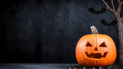 Spooky Halloween Pumpkin Jack o  lantern Night Scene