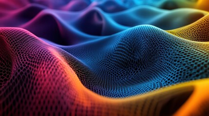 Abstract 3D Digital Grid with Vibrant Color Gradient