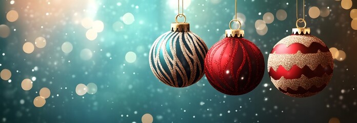 merry christmas card with hanging ball decoration