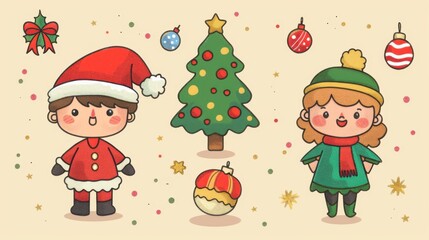 Cartoon Christmas: 2D Simple Illustration