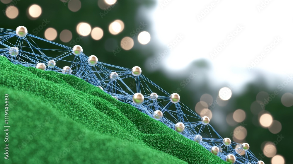Poster abstract network green data digital connection global network technology concept