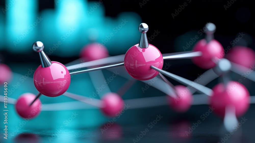 Poster abstract network pink molecular structure global connection technology business teamw