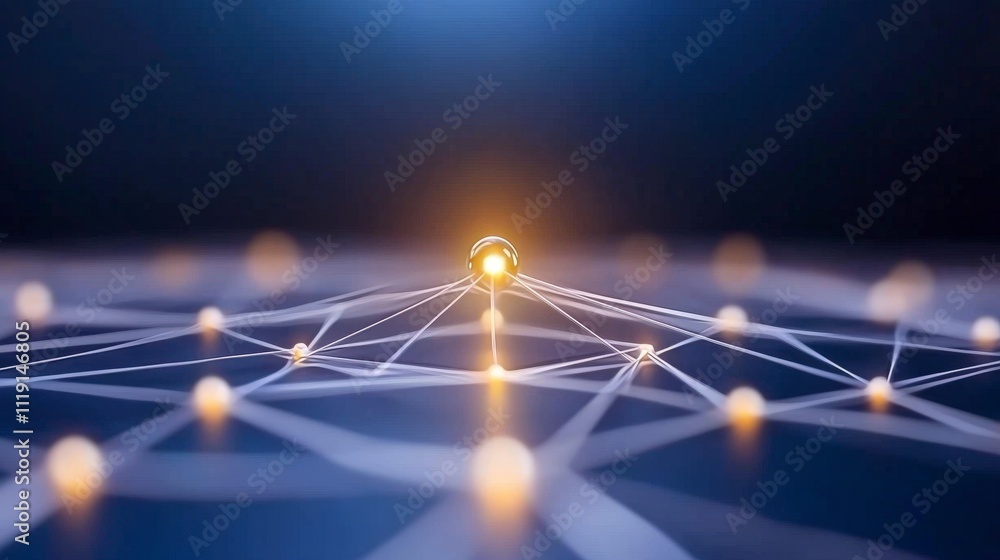 Poster futuristic network connection abstract digital nodes global network data technology ba