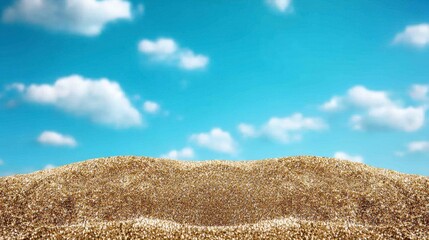 Glittering Gold Sand Dune Under Blue Sky  Luxury Texture Background