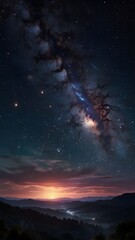 Naklejka premium A breathtaking, ultra-detailed digital illustration in 4K resolution depicting the vast expanse of the universe.