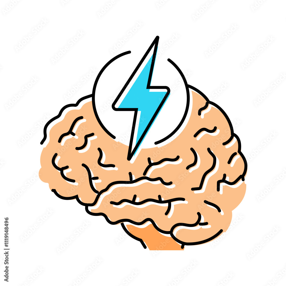 Poster lightning bolt brainstorm color icon vector. lightning bolt brainstorm sign. isolated symbol illustr